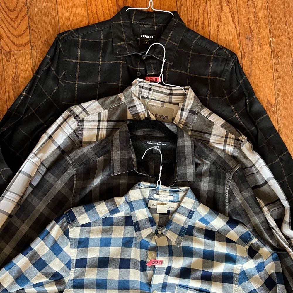 (4)Plaid Collar Button downs - 4 pack